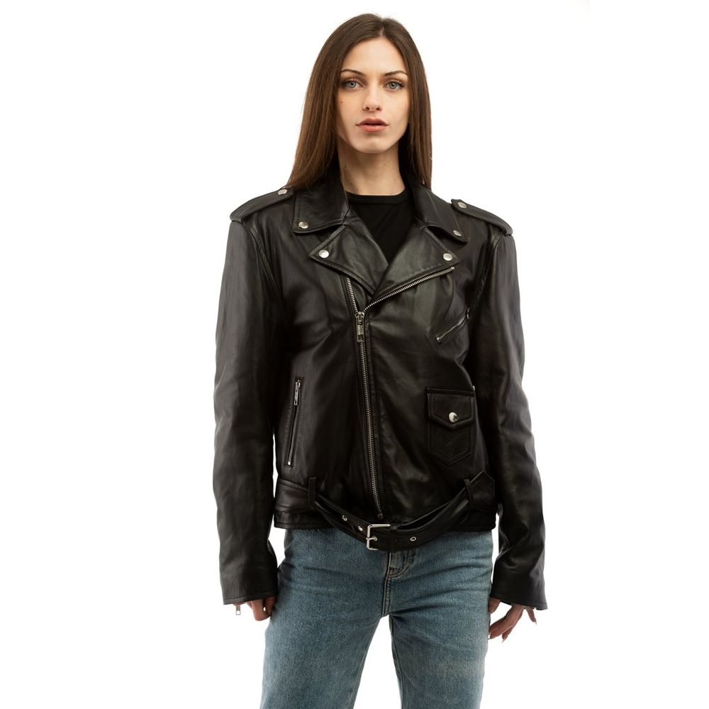 Black Polyester Leather Jacket