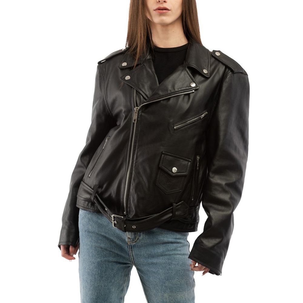 Black Polyester Leather Jacket