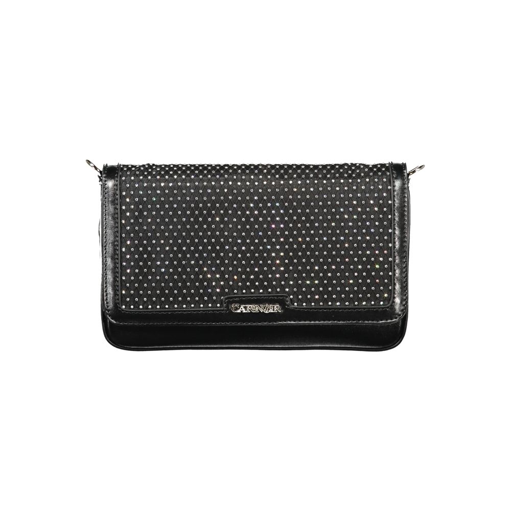 Black Polyurethane Women's Shoulder Bag