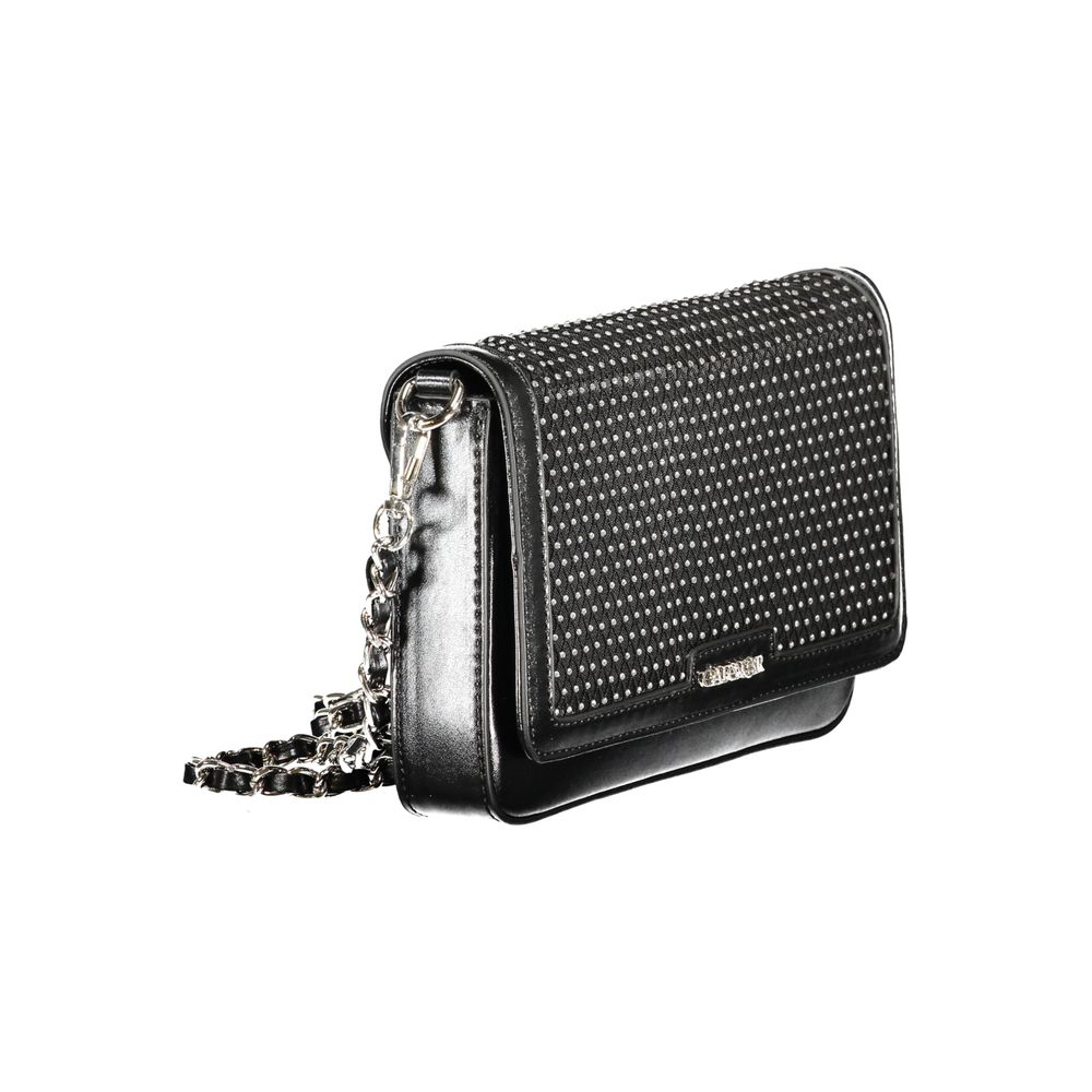 Black Polyurethane Women's Shoulder Bag