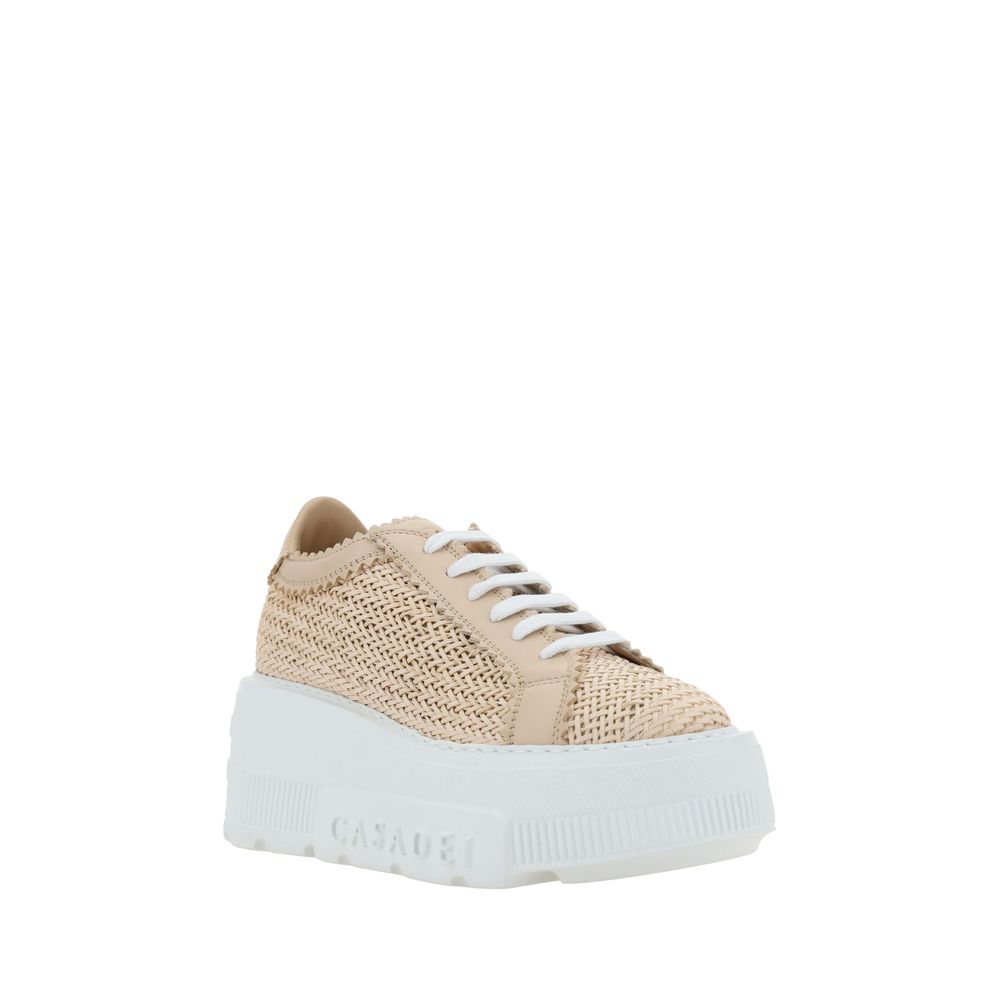 Beige Other Fibres Platform Sneakers