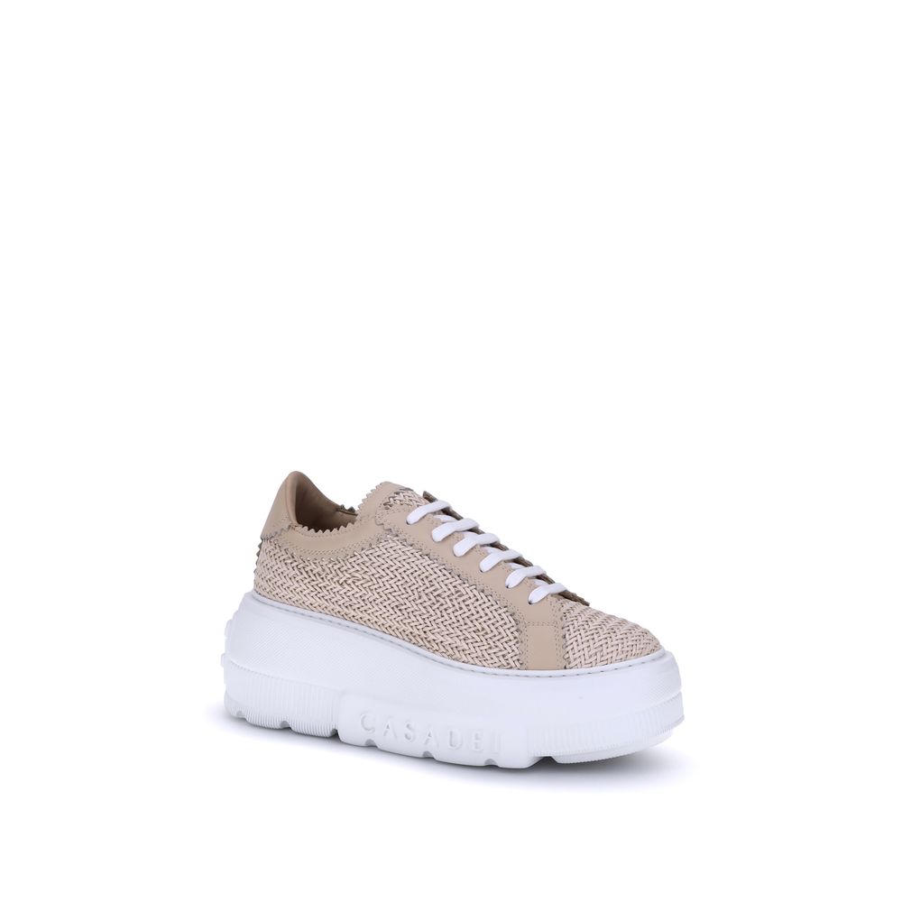 Beige Other Fibres Platform Sneakers
