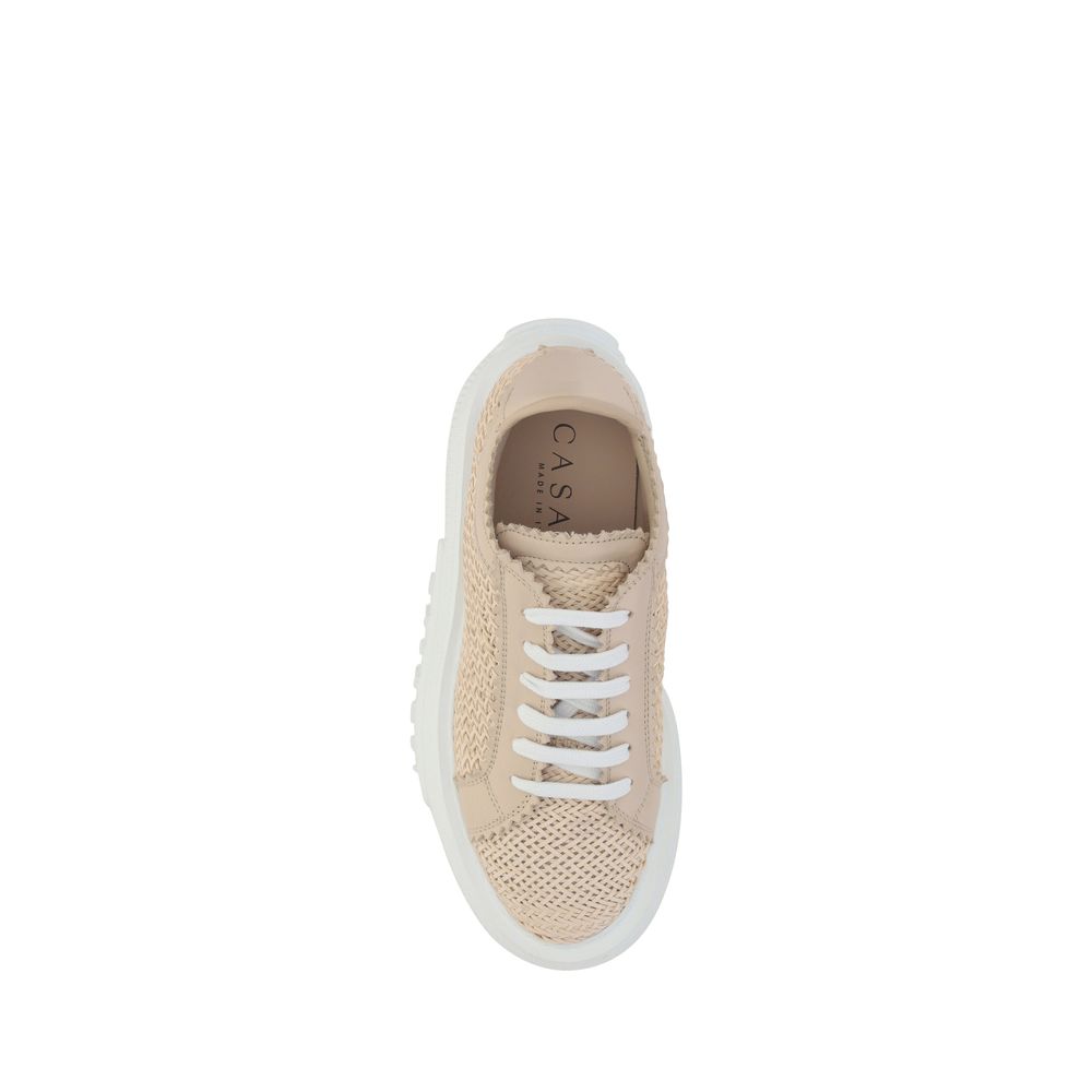 Beige Other Fibres Platform Sneakers