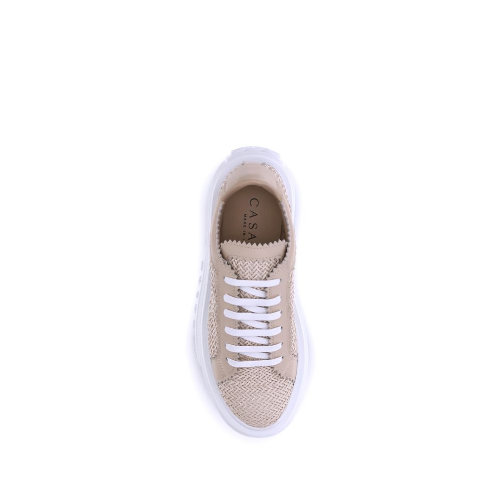 Beige Other Fibres Platform Sneakers
