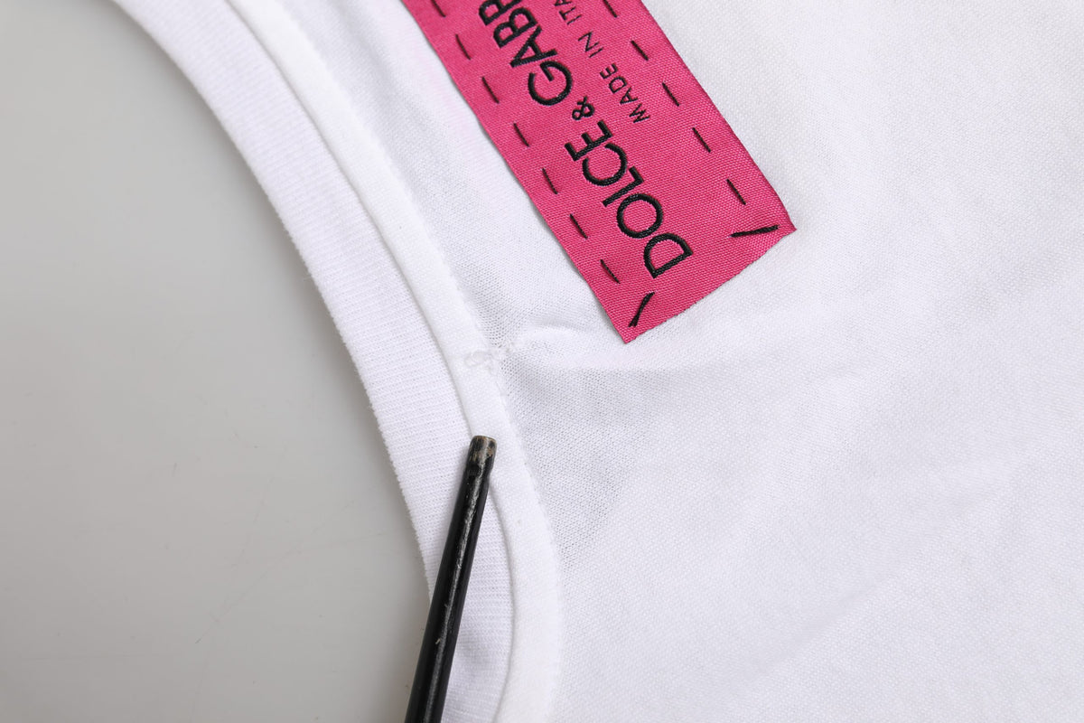 White D&G Is Flowers Embellished T-shirt