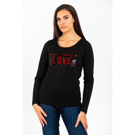 Black Cotton Long Sleeve T-Shirt