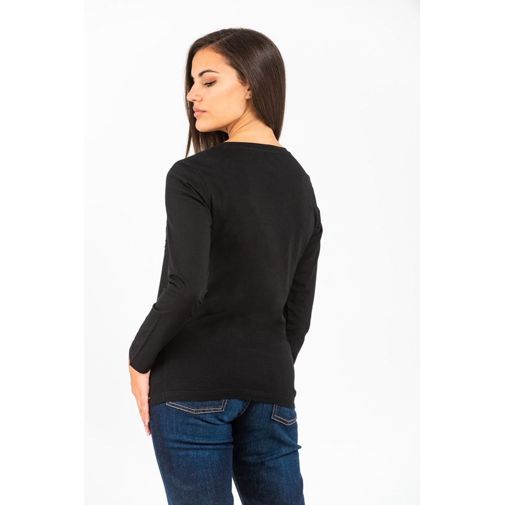 Black Cotton Long Sleeve T-Shirt