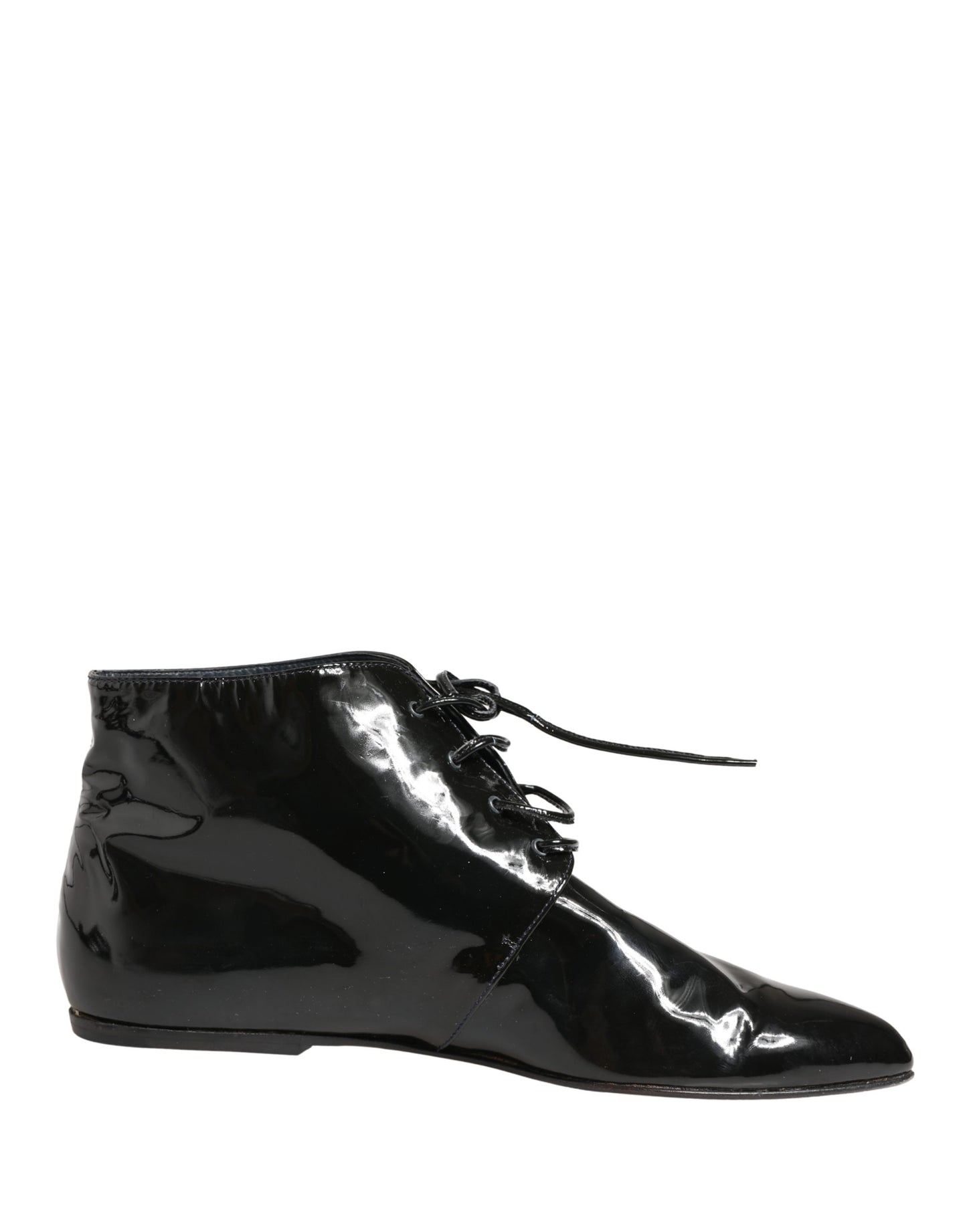 Black Leather AnkleBoots Shoes