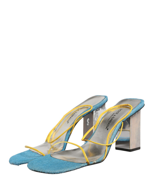 Multicolor Leather Block Heels Sandals Shoes