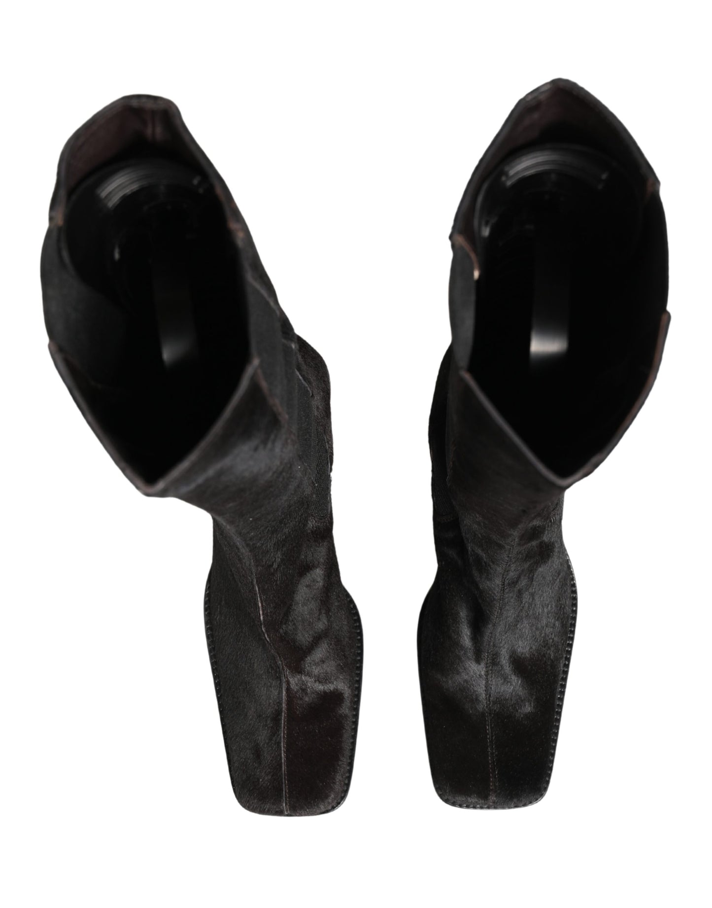 Black Suede Leather Knee High Boots Shoes