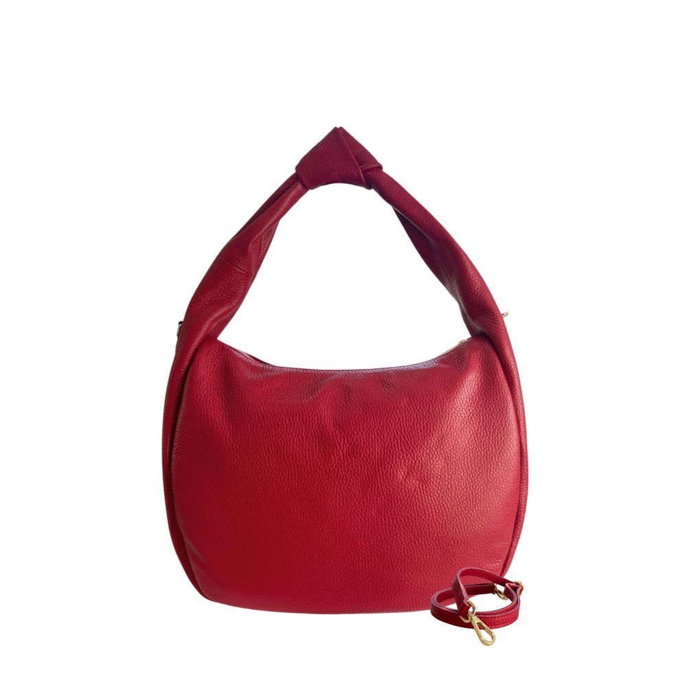 Red Leather Women Shoulder Bag