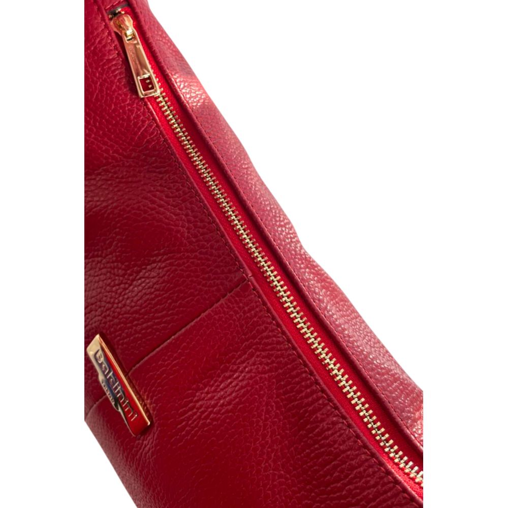 Red Leather Women Shoulder Bag