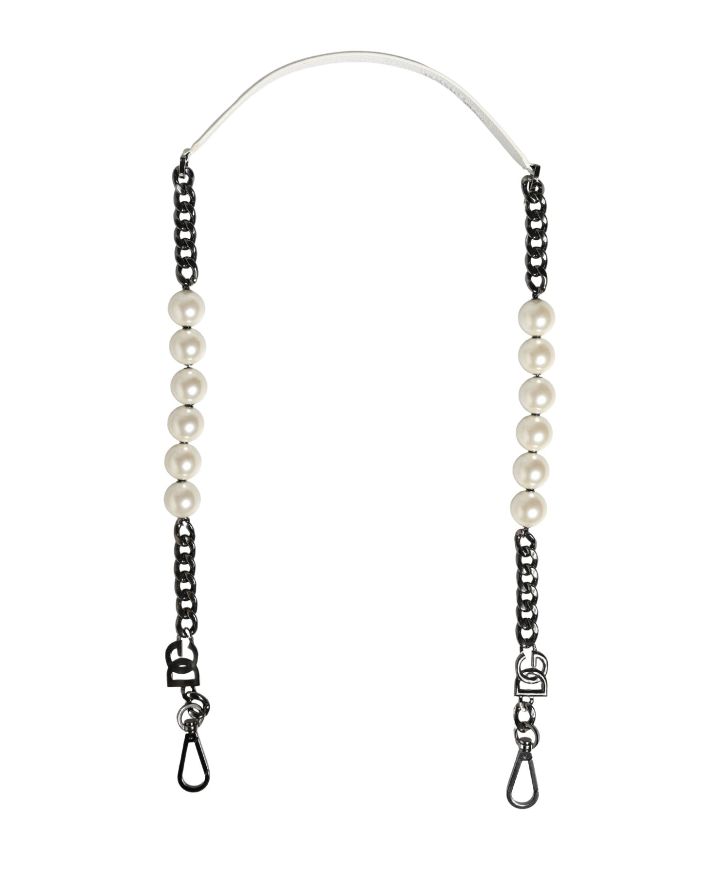 White Leather Silver Chain Bag Accessory Shoulder Strap