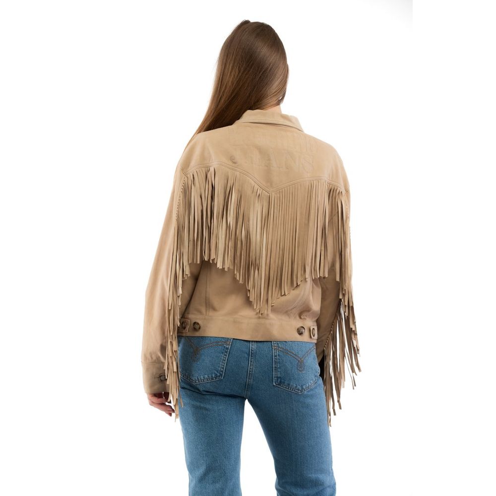 Beige Cotton Leather Jacket