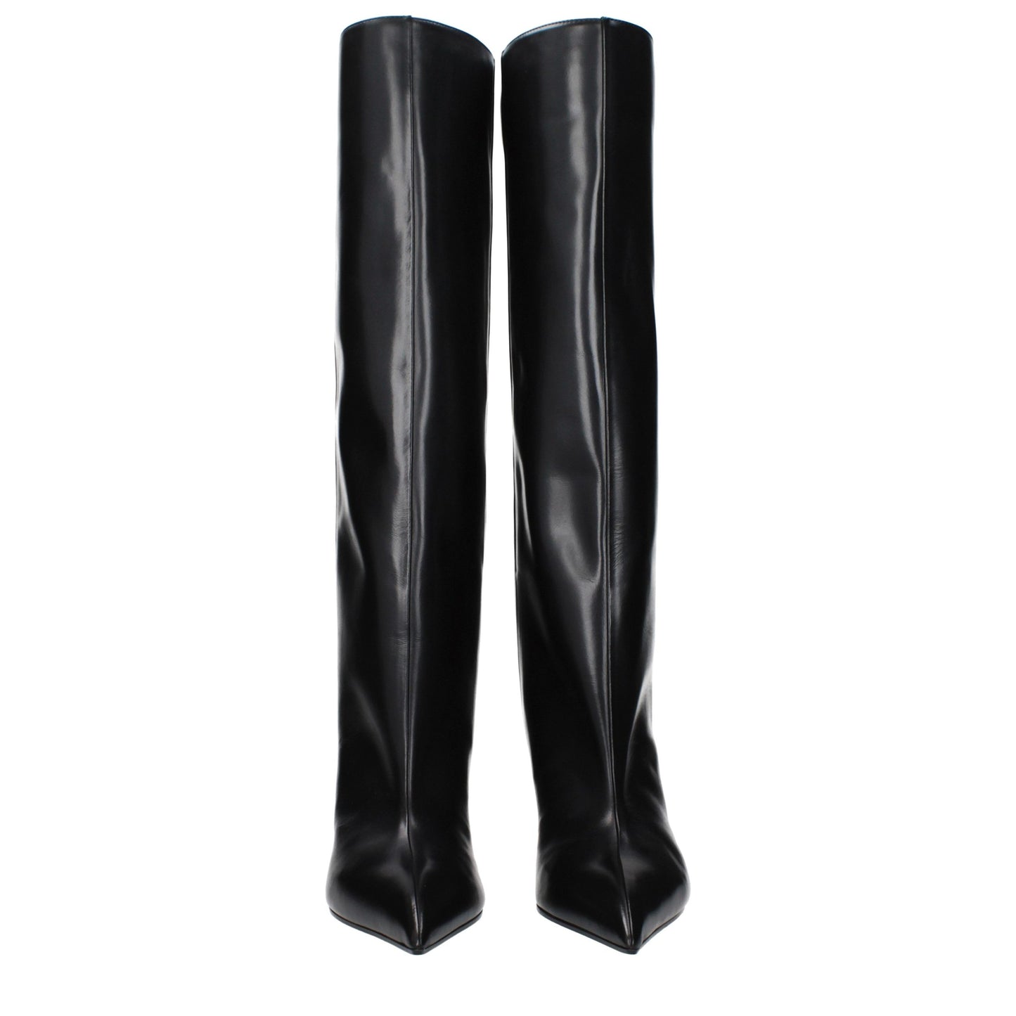 Black Leather High Heel Boots