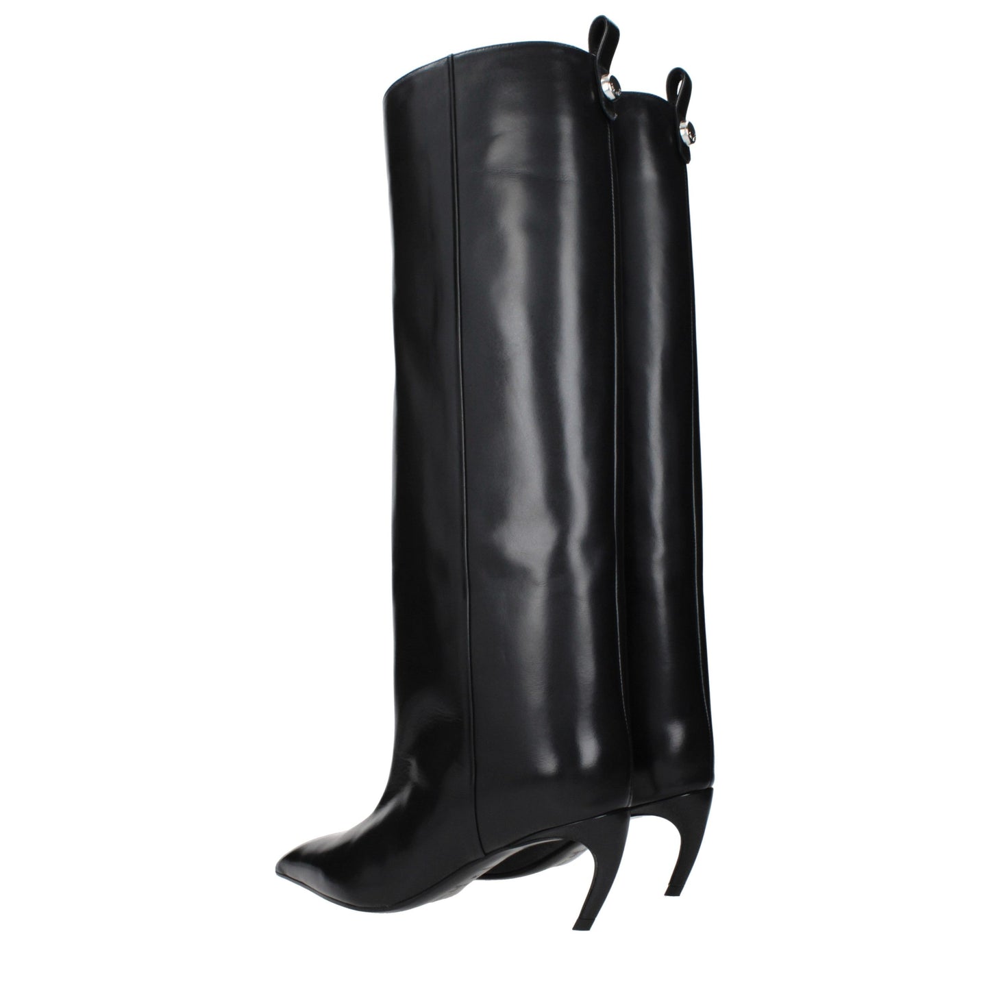 Black Leather High Heel Boots