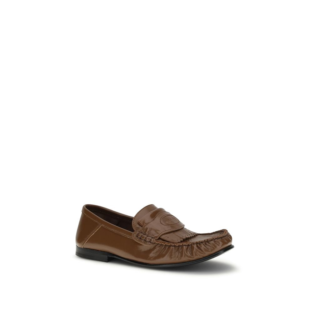 Brown Lamb Ovis Aries Slip-On Loafers