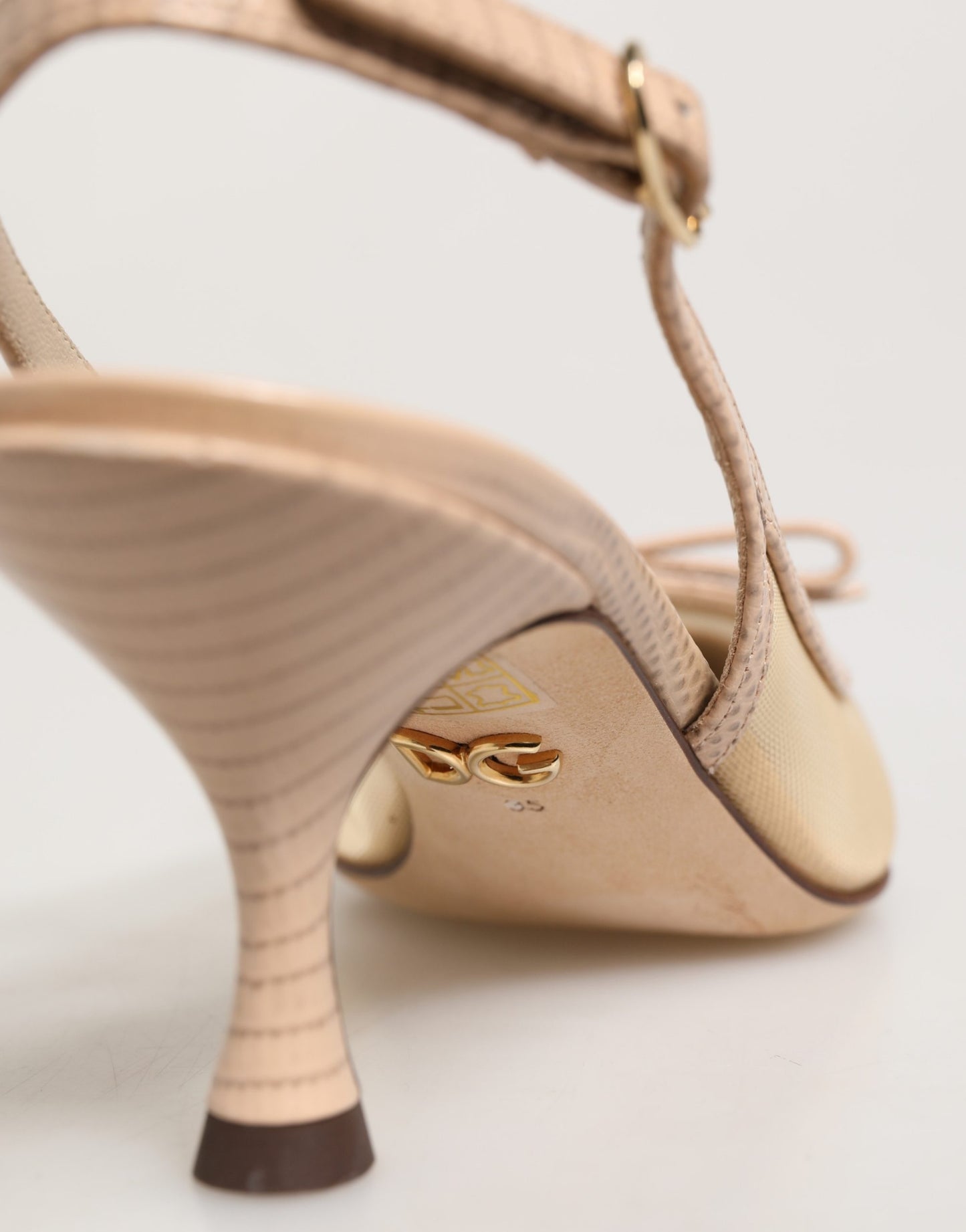 Beige Lori Mesh Leather Slingback Sandals Shoes