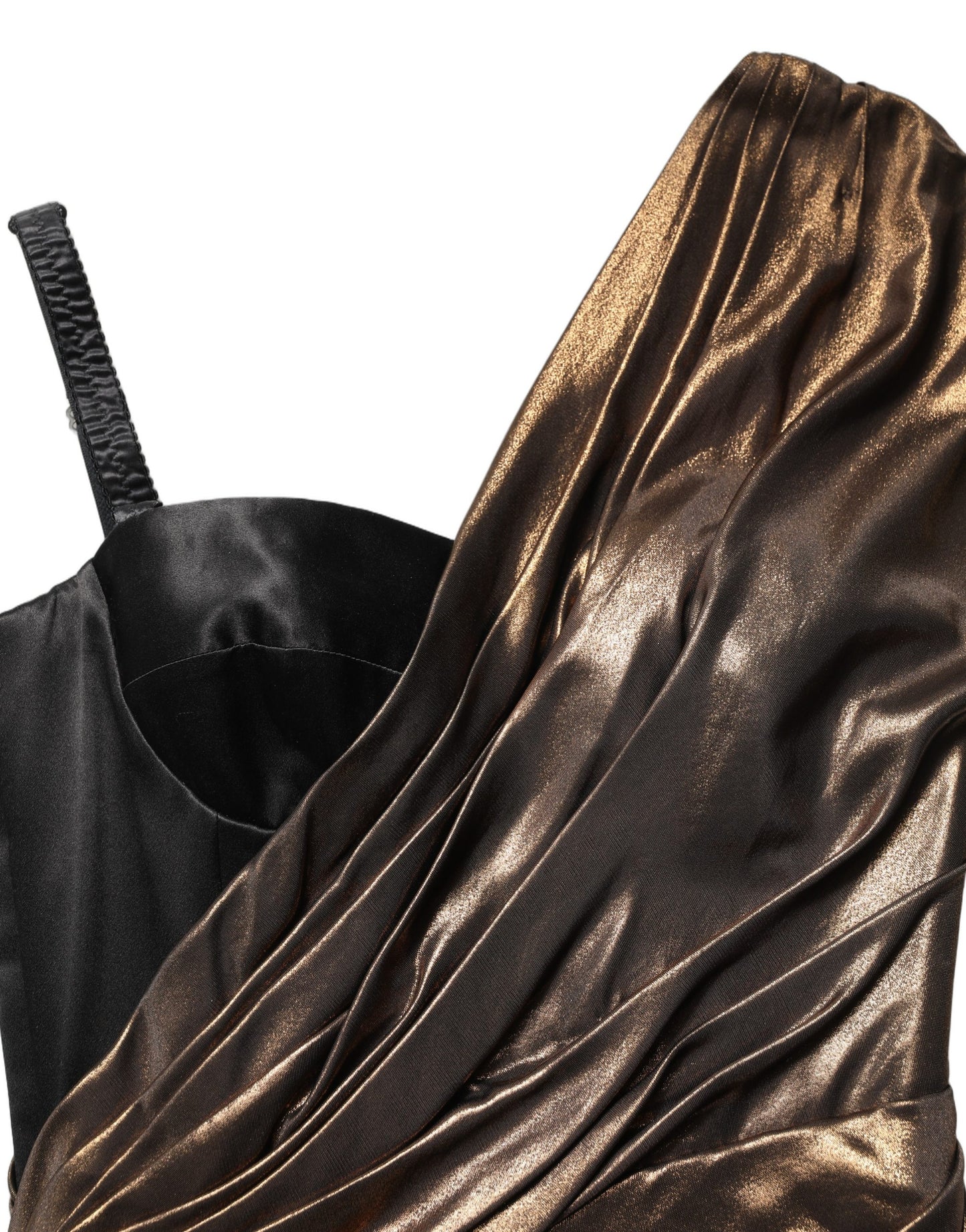 Bronze Asymmetrical Draping OneShoulder Dress