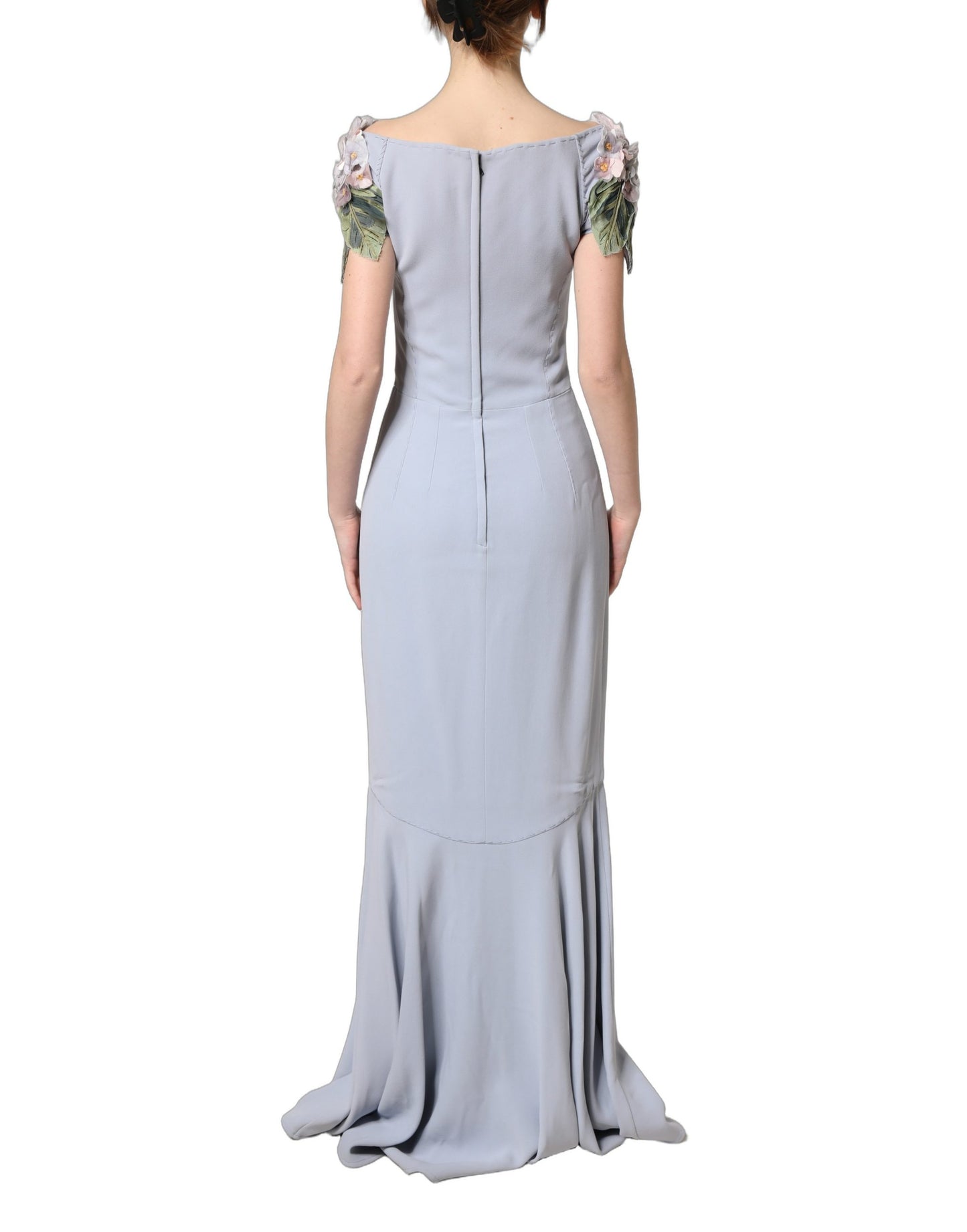 Light Blue Hydrangea Embellished Cap Sleeve Dress