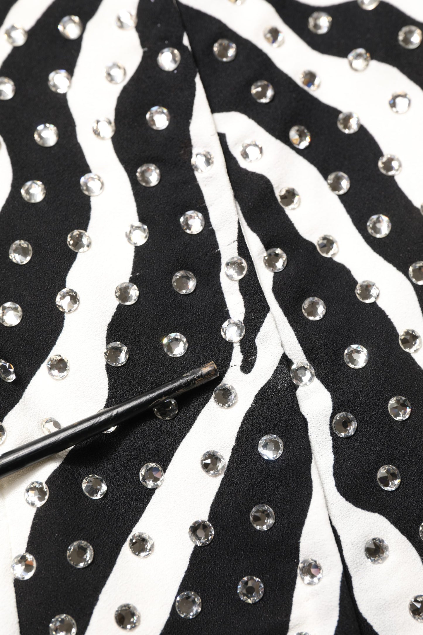 Black White Zebra Crystal Embellished Dress