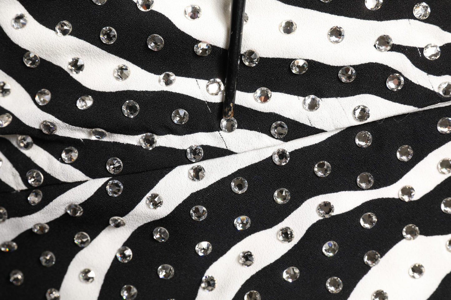 Black White Zebra Crystal Embellished Dress
