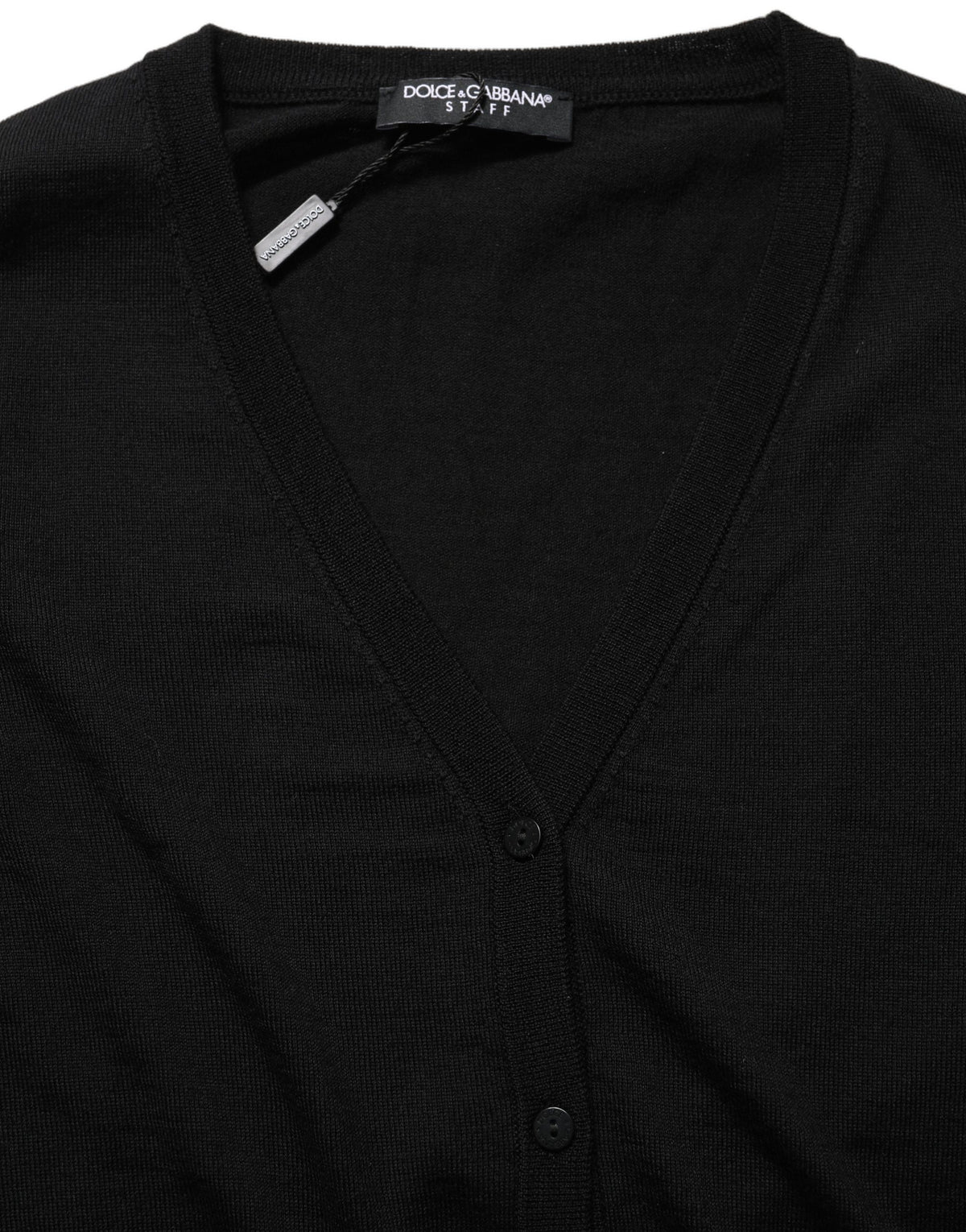 Black Wool Knit Button Cardigan Sweater