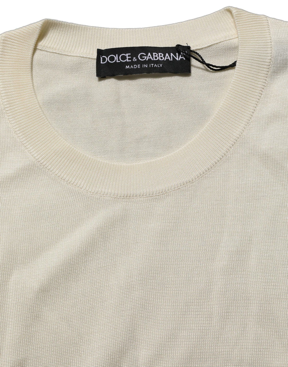 Off White 3/4 Sleeves Crewneck Pullover Sweater
