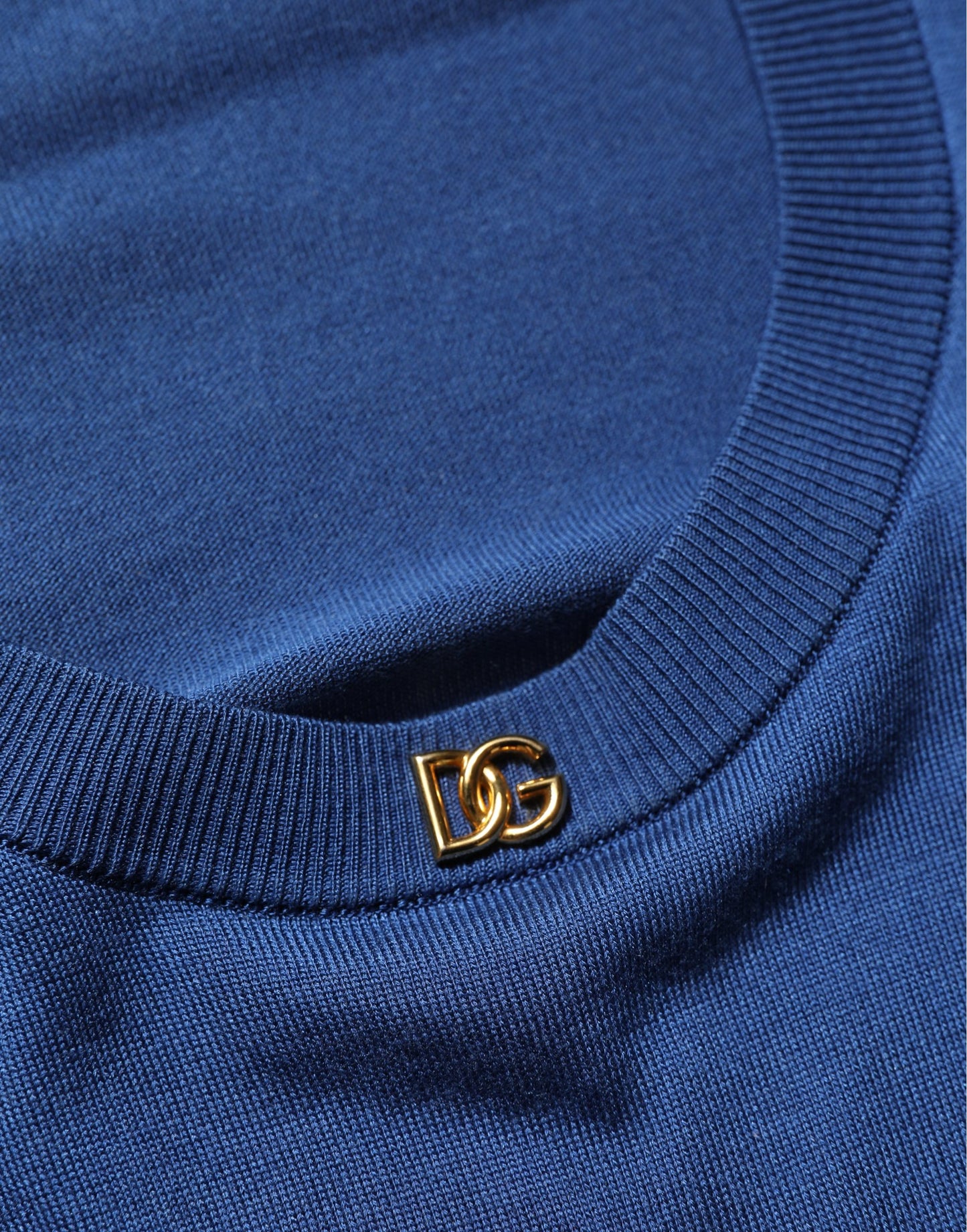 Blue Silk DG Logo Crew Neck Pullover Sweater