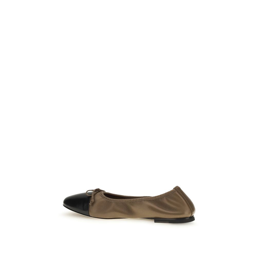 Brown Calf Leather Bos Taurus Ballet Flats
