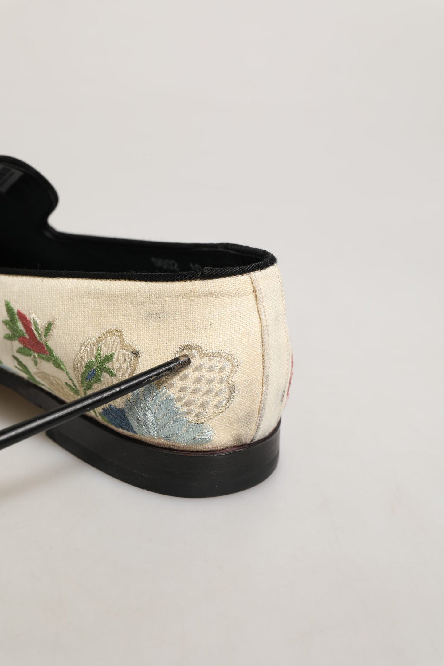White Floral Embroidery Dress Loafers Shoes