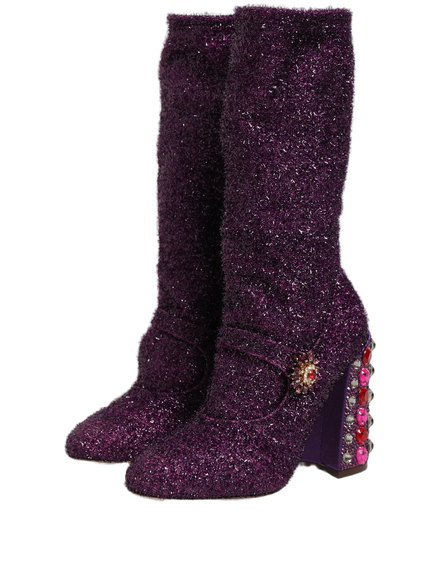 Purple Crystal Lurex Fantasy High Boots Shoes
