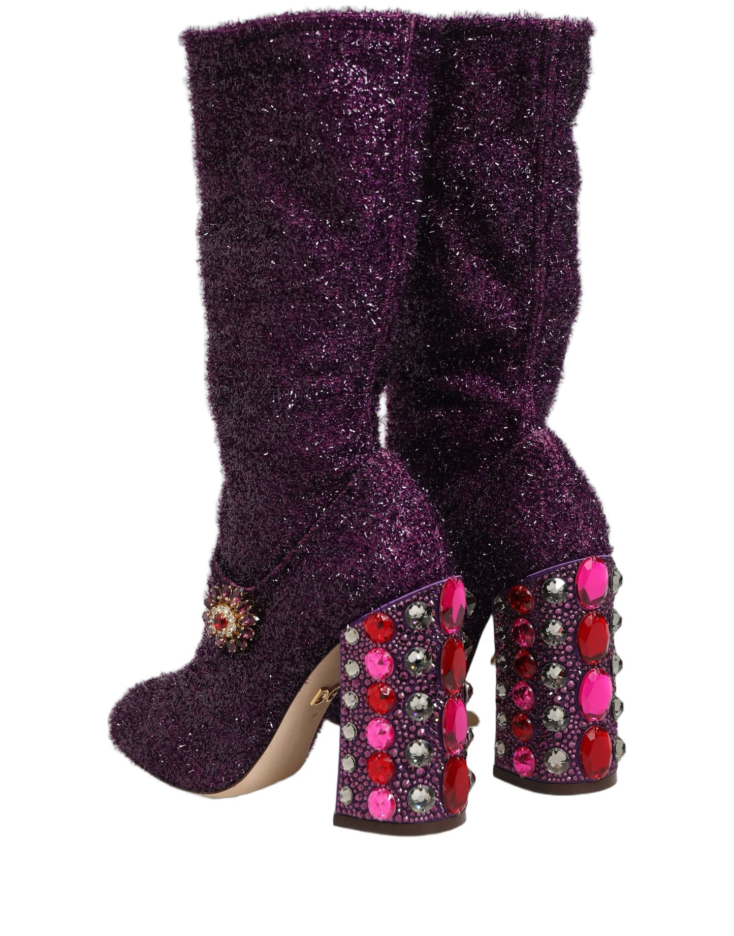 Purple Crystal Lurex Fantasy High Boots Shoes