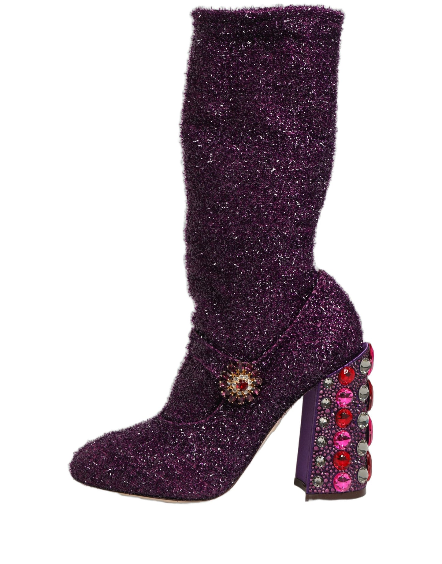 Purple Crystal Lurex Fantasy High Boots Shoes