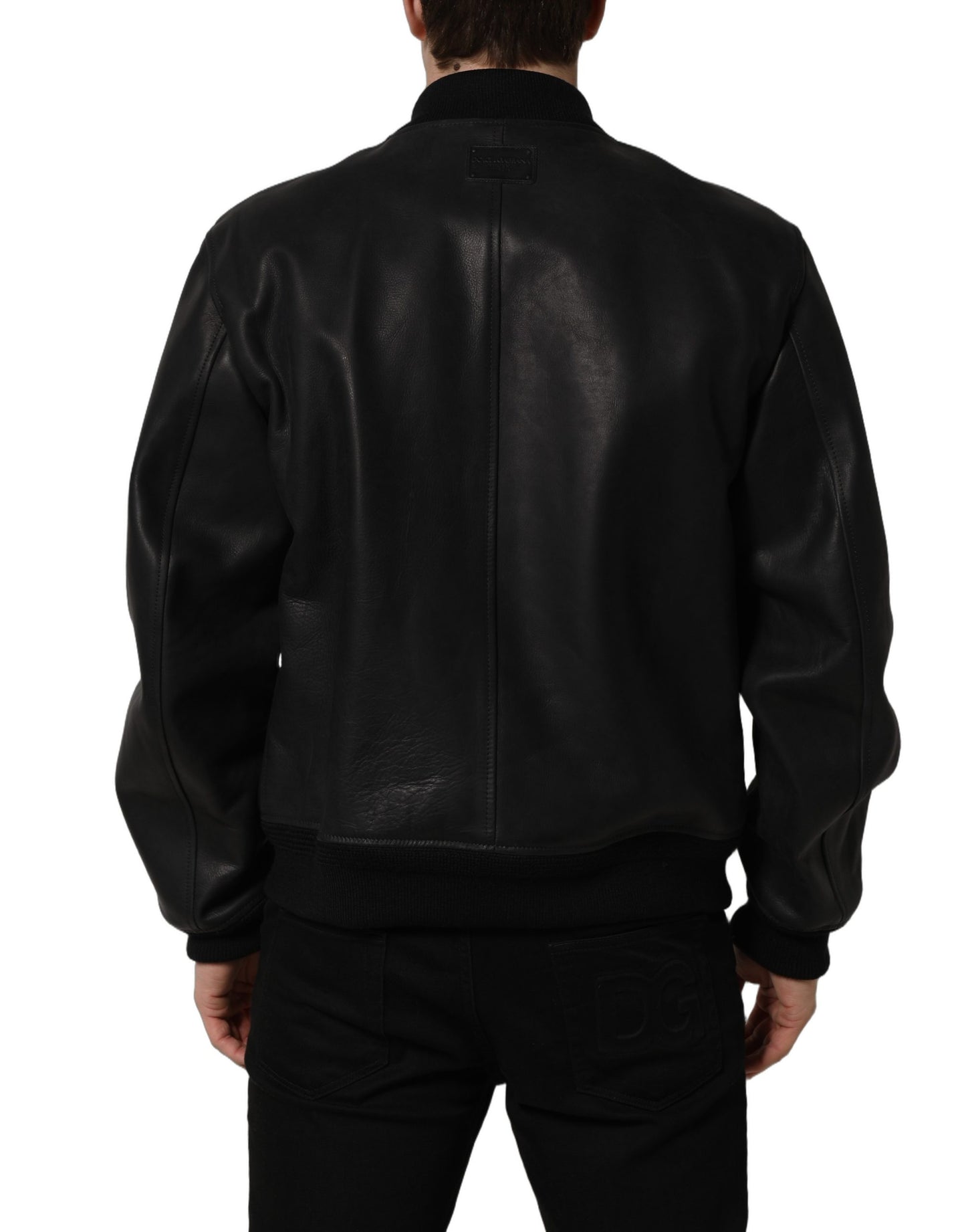 Black Leather Full Zip Men Biker Jacket