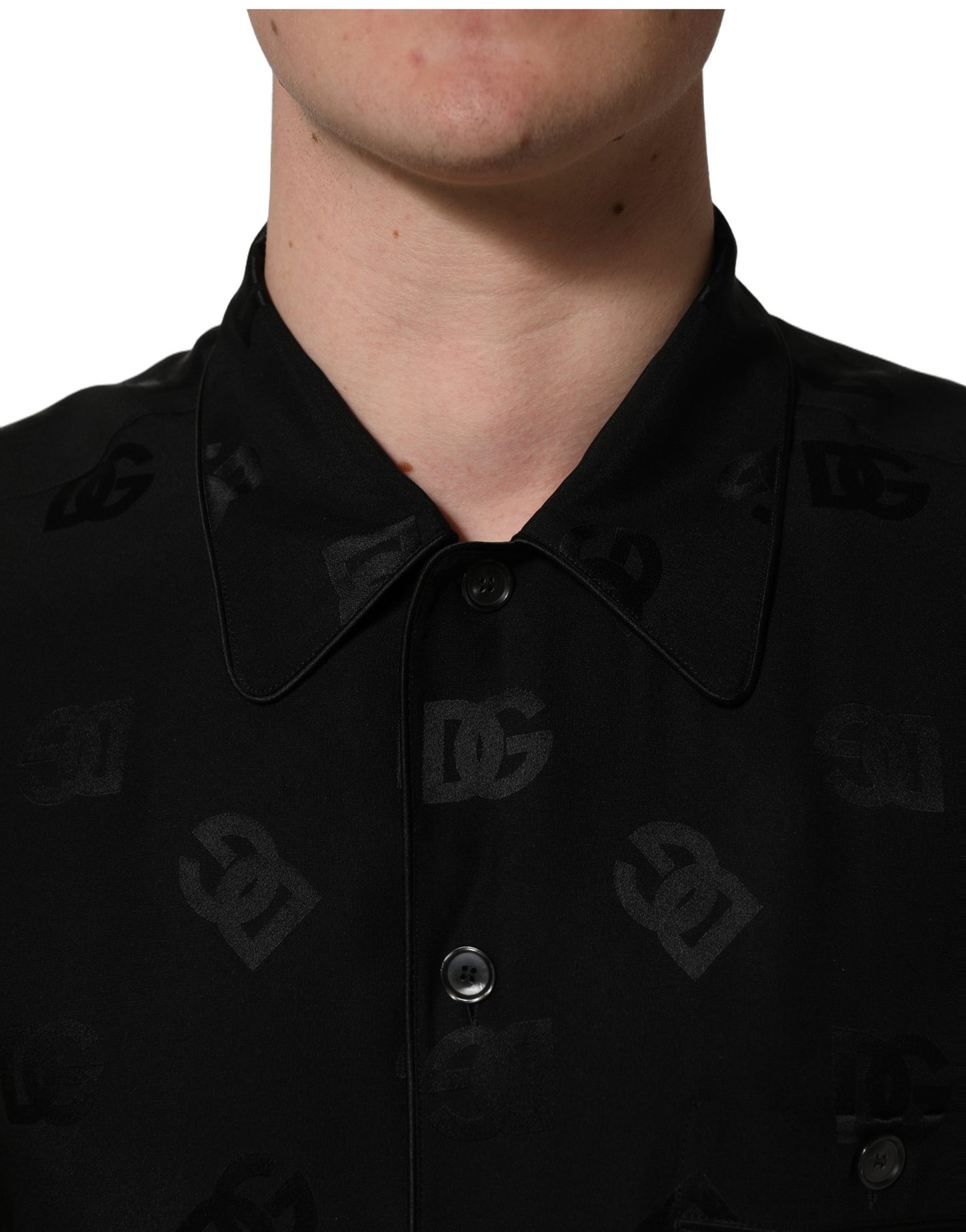 Black Logo Monogram Short Sleeves Men Shirt
