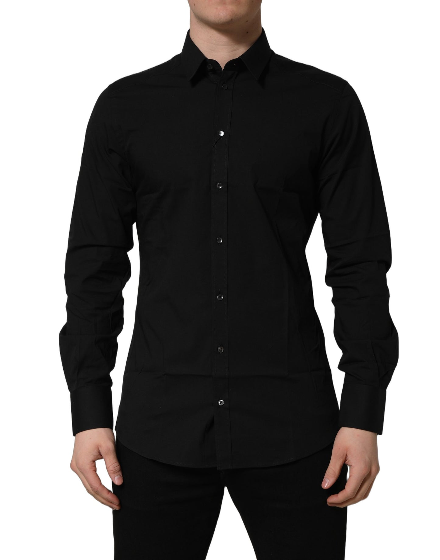 Black Cotton Stretch GOLD Fit Dress Shirt