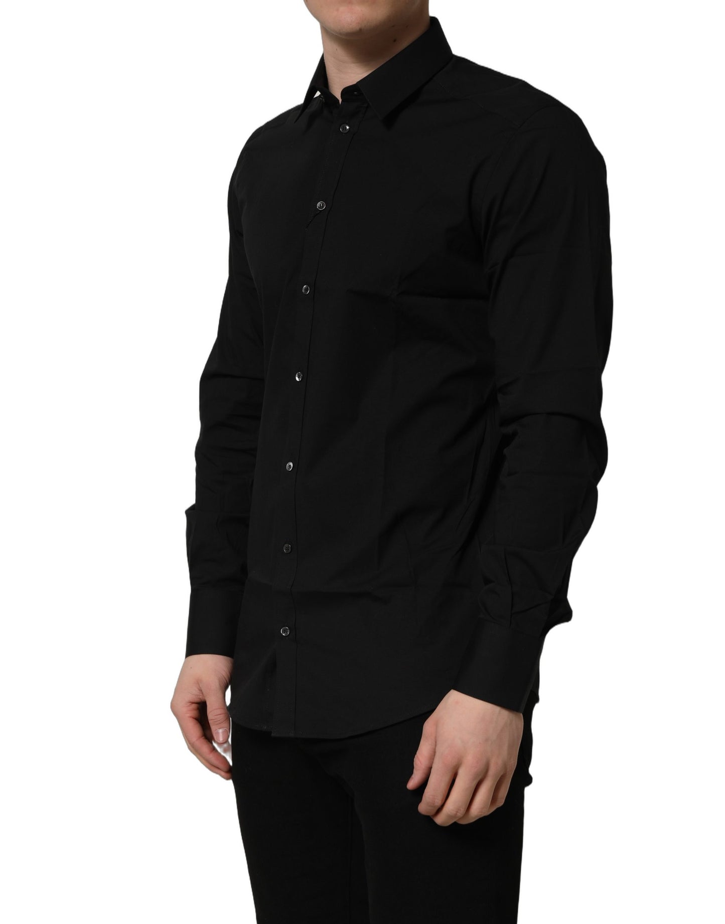 Black Cotton Stretch GOLD Fit Dress Shirt