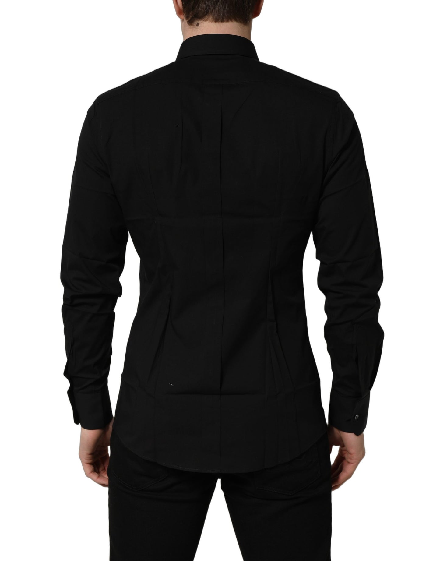 Black Cotton Stretch GOLD Fit Dress Shirt