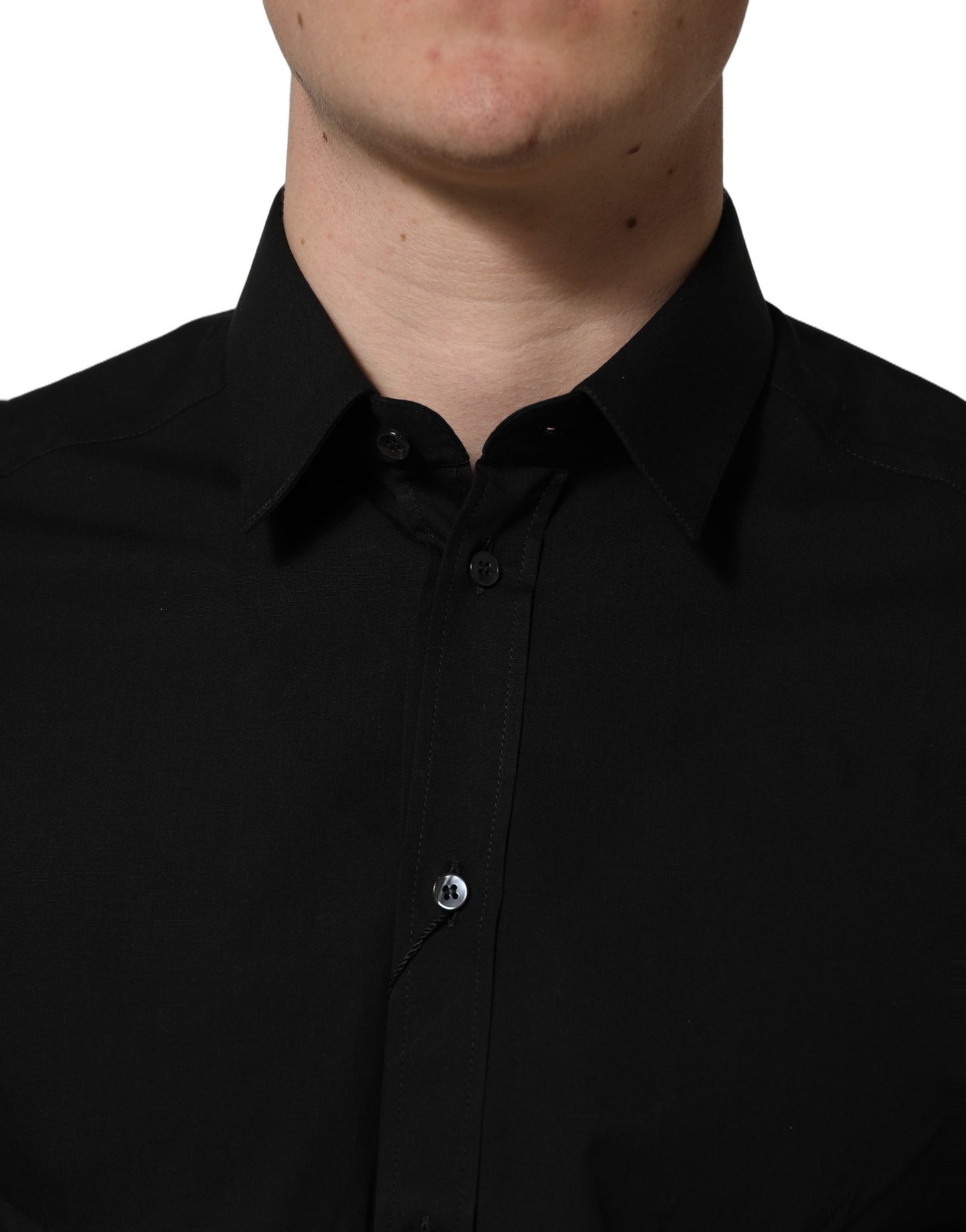 Black Cotton Stretch GOLD Fit Dress Shirt