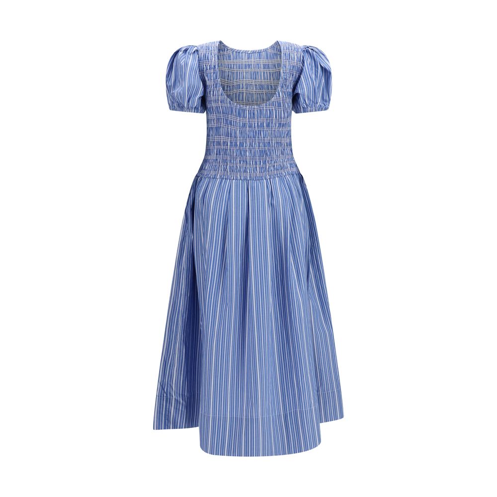 Blue Cotton Casual Dress
