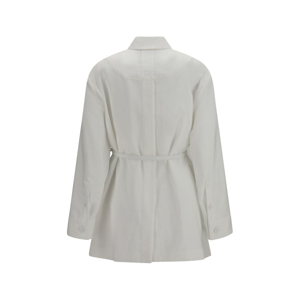 White Linen Full-Length Jacket
