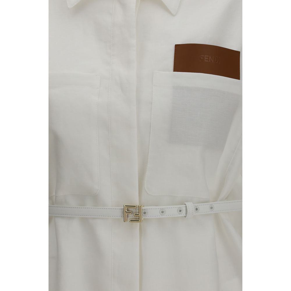 White Linen Full-Length Jacket