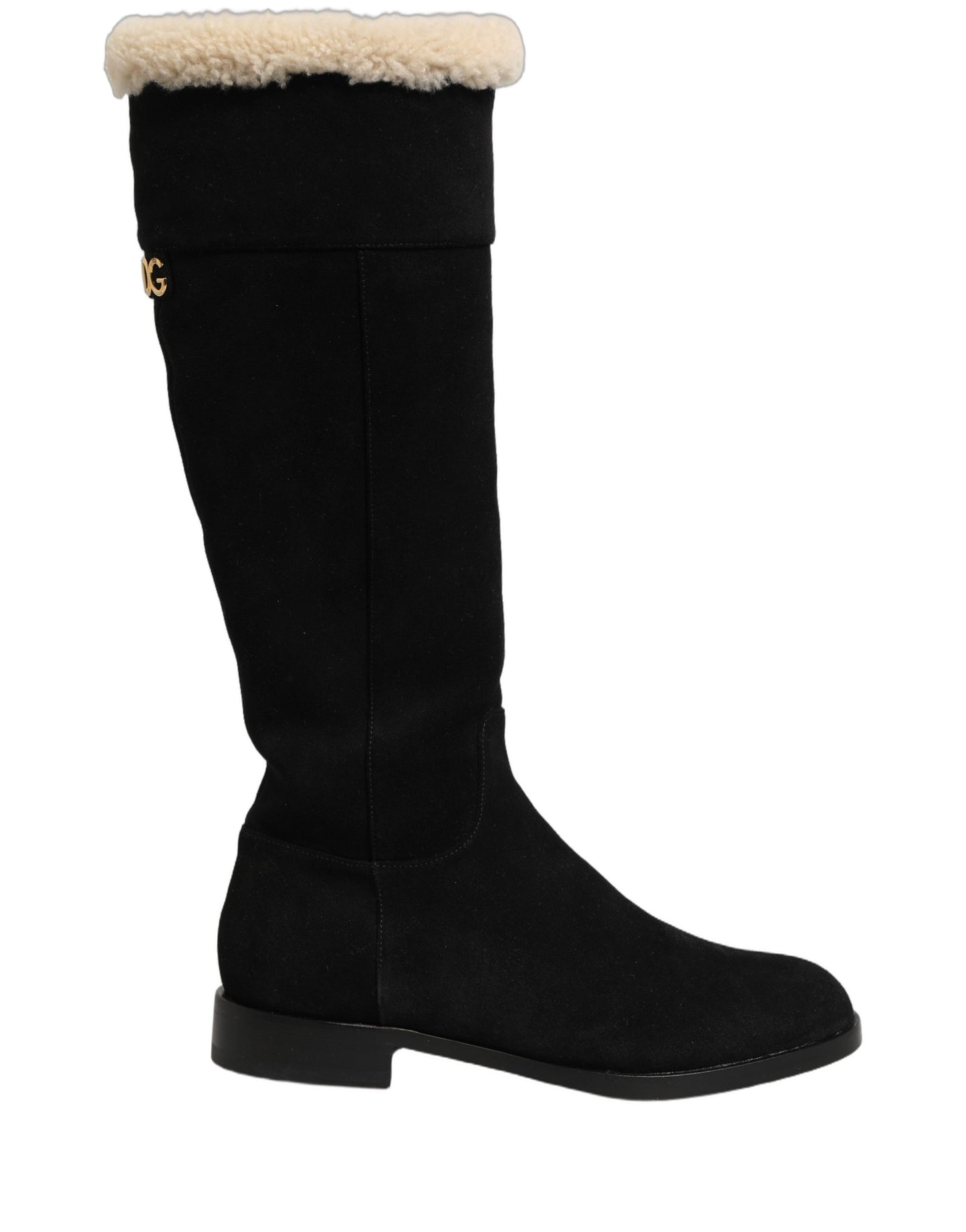 Black Suede Leather Knee High Boots Shoes