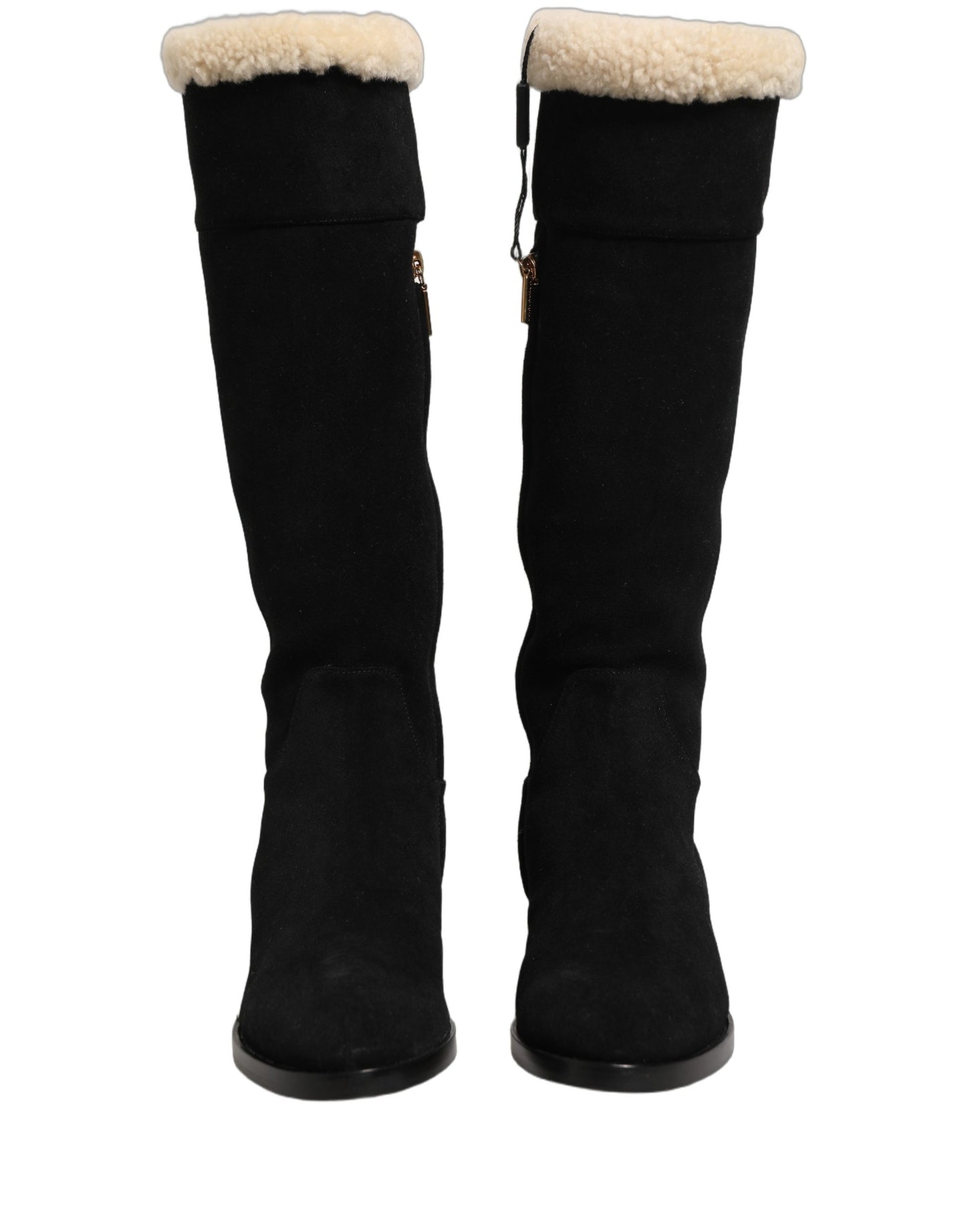 Black Suede Leather Knee High Boots Shoes