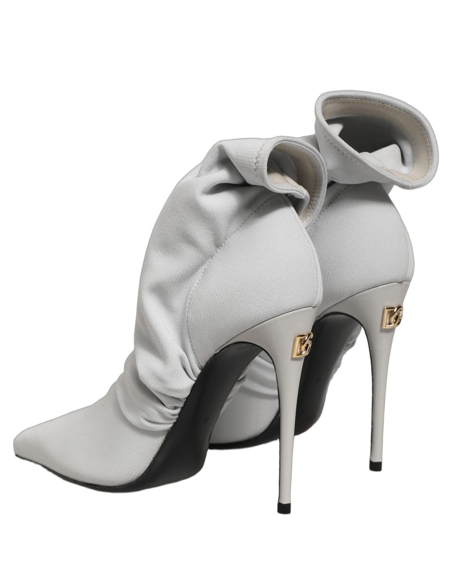 Gray Stretch Socks Heels Ankle Boots Shoes