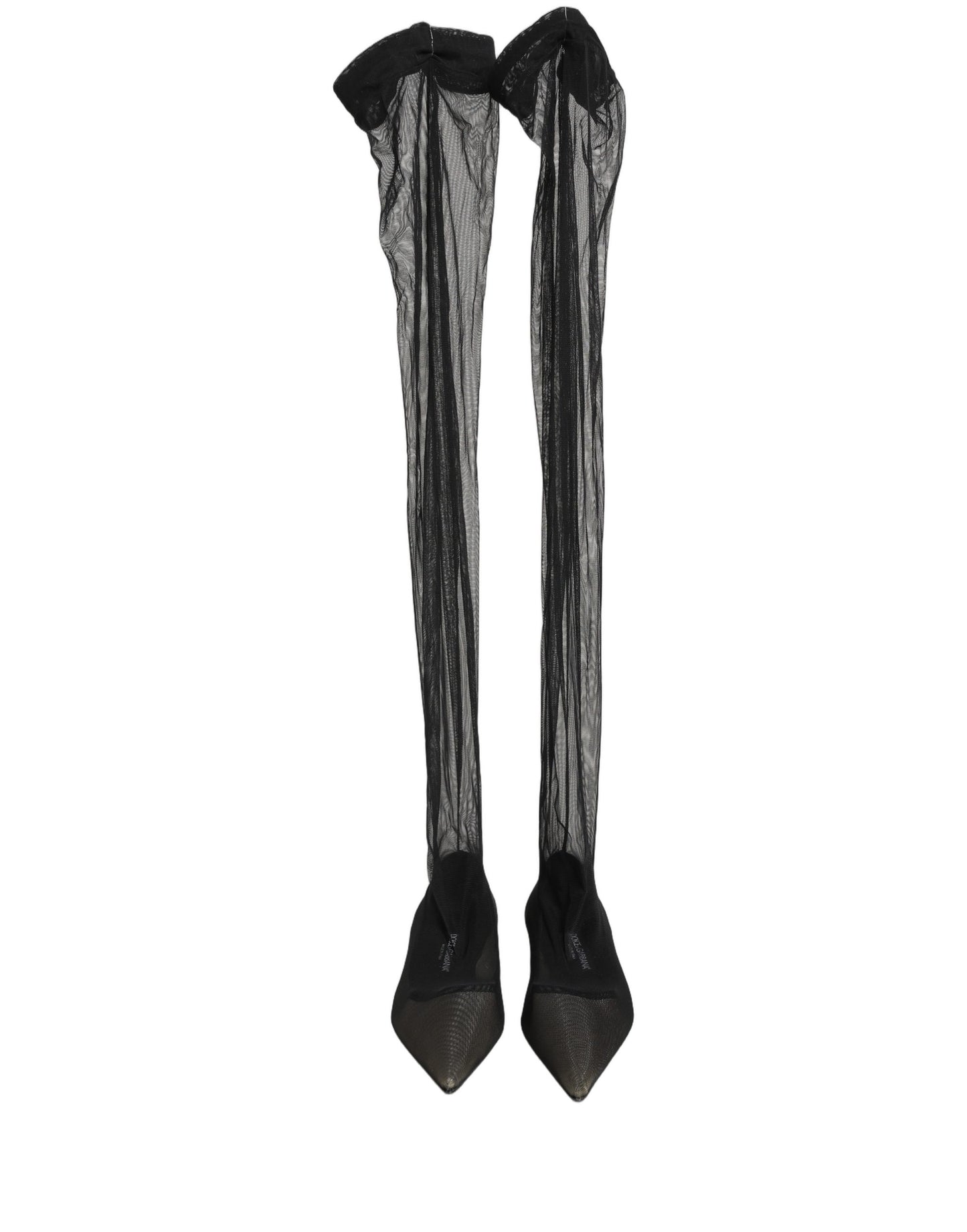 Black Over The Knee Tulle Flats Boots Shoes