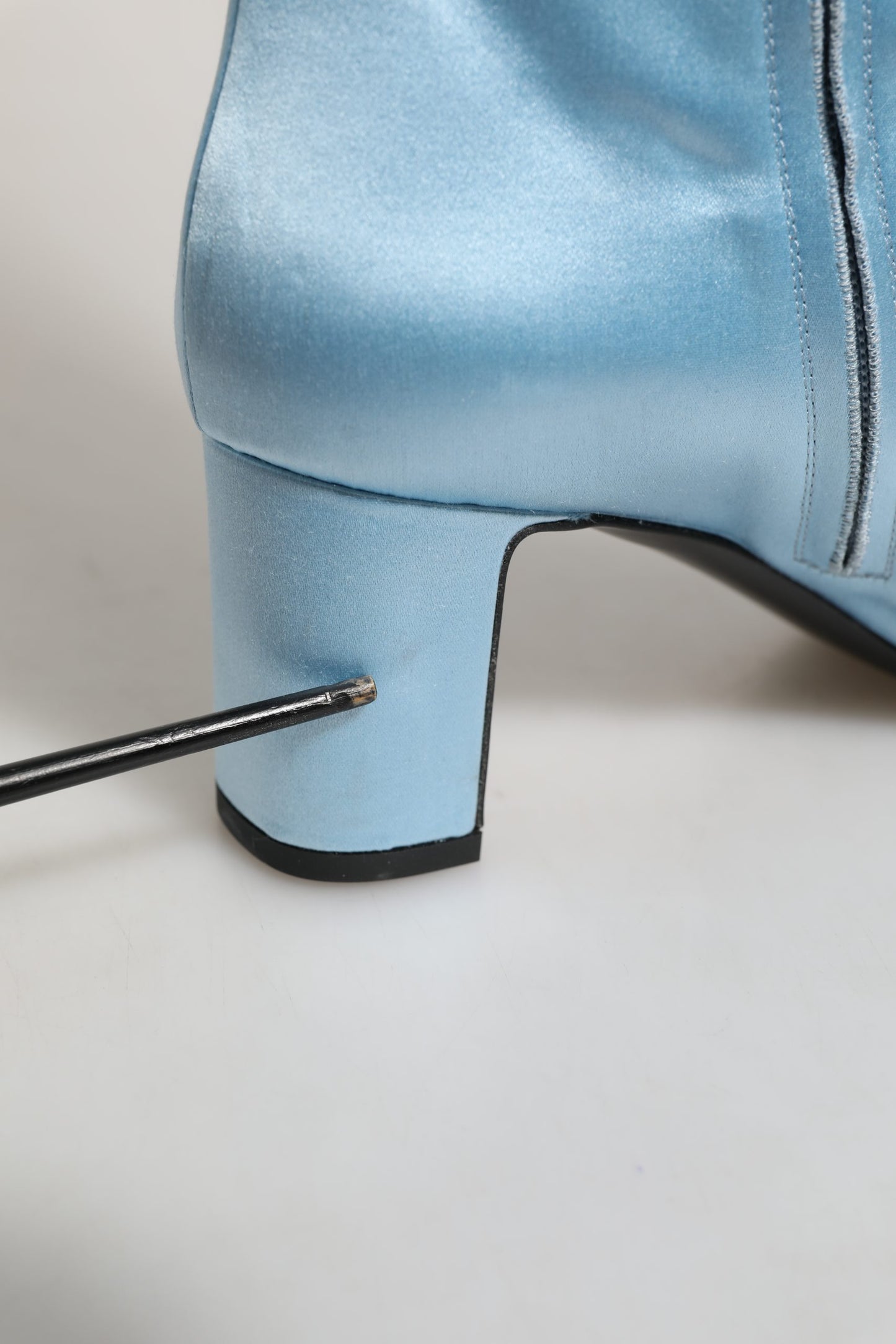 Light Blue Satin Knee High Boots Shoes