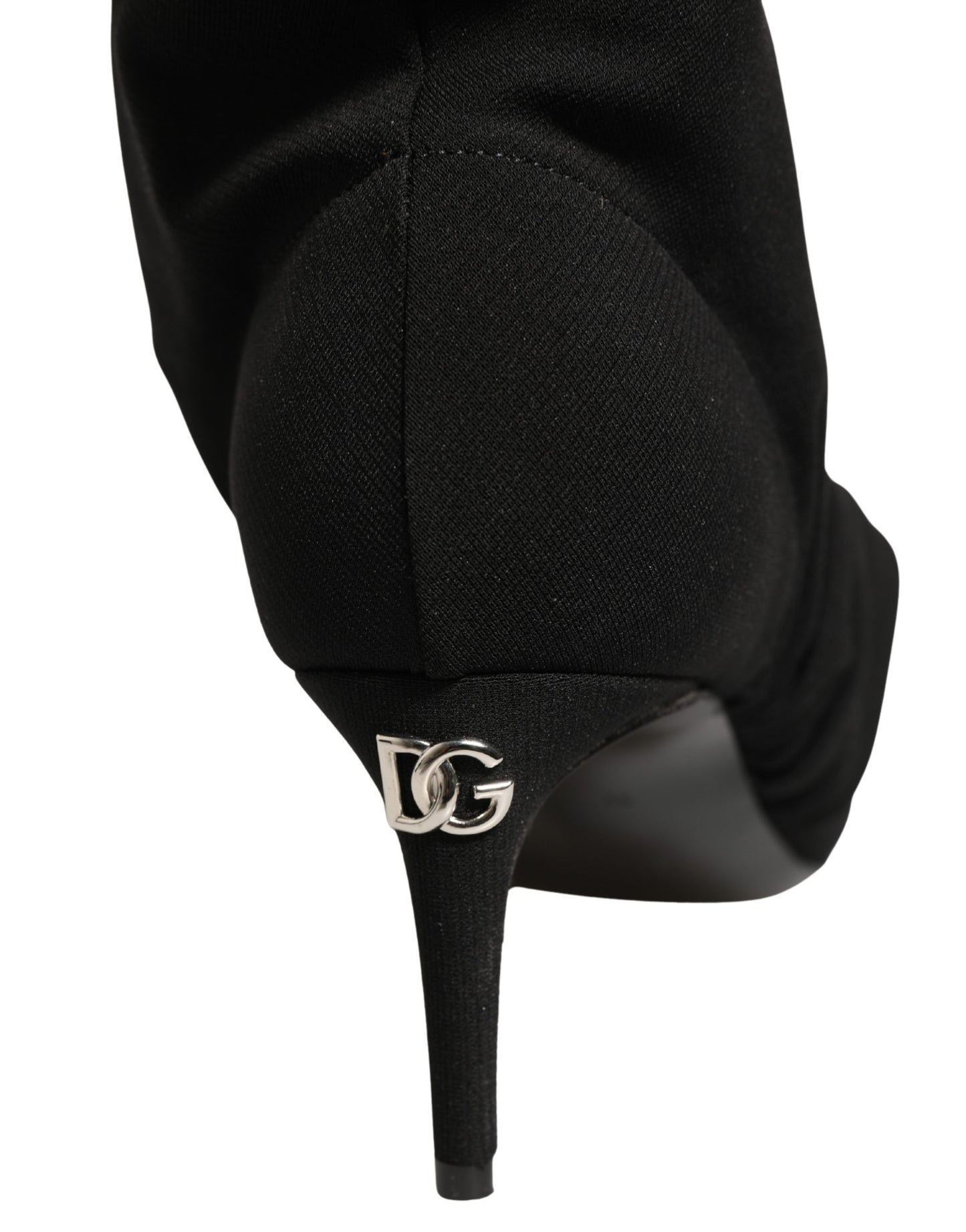 Black Stretch Socks Heels Ankle Boots Shoes