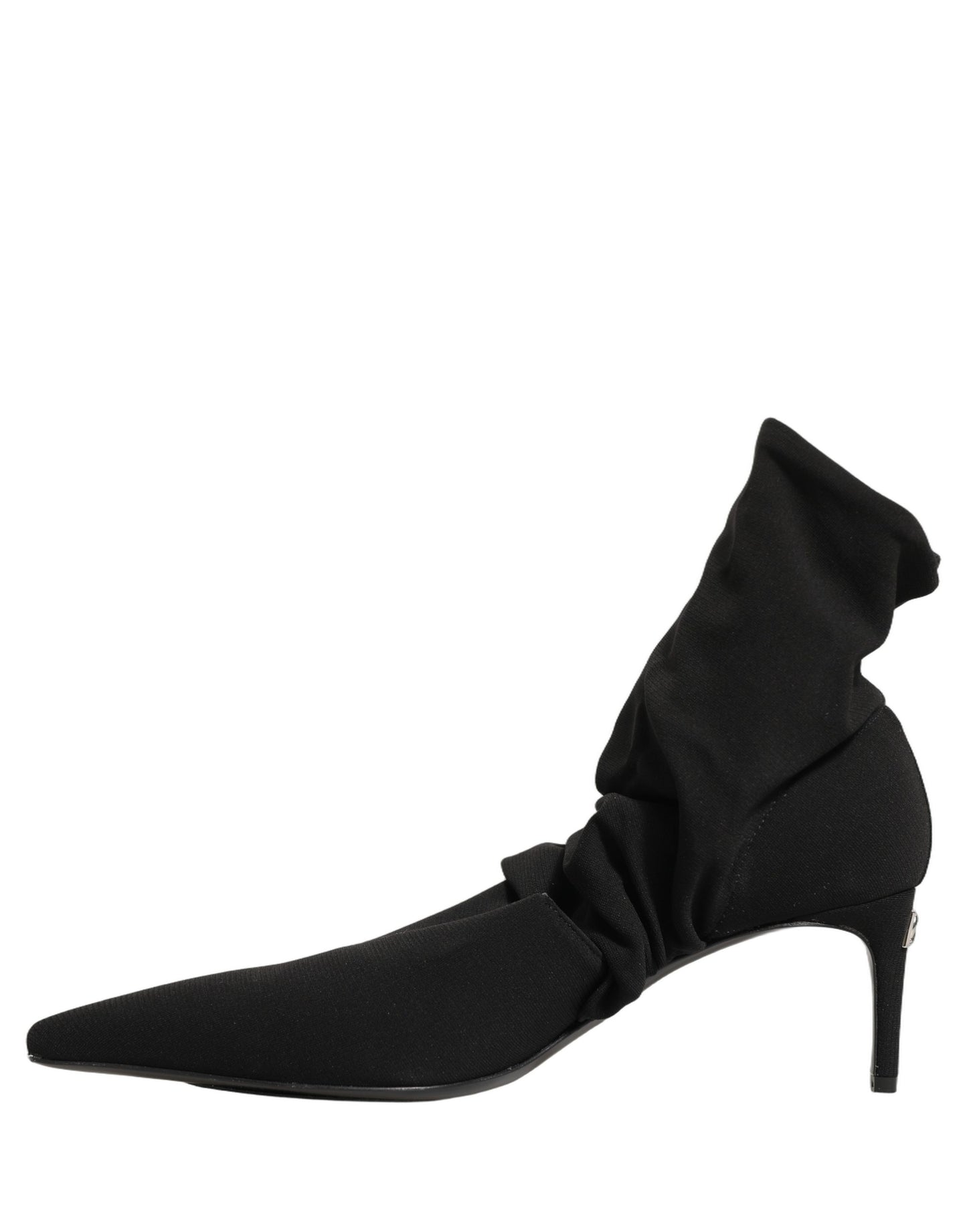 Black Stretch Socks Heels Ankle Boots Shoes